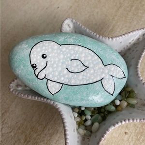 Beluga Whale Painted Rock NWT Hand Painted Art